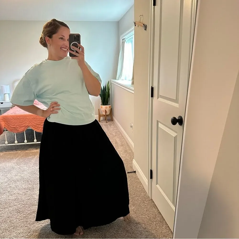 Vintage Black Large Handmade Maxi Skirt Large